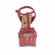 Sandalo da donna con listini incrociati e plateau in pelle rossa tacco 13 - Misure disponibili: 42