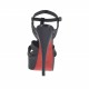Sandalo da donna con listini incrociati e plateau in pelle nera tacco 13 - Misure disponibili: 42