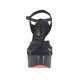 Sandale pour femmes avec courroies croisées et plateforme en cuir noir talon 13 - Pointures disponibles:  42