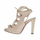 Sandalo da donna con plateau e lacci in pelle beige cipria tacco verniciato 10 - Misure disponibili: 42