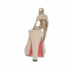 Sandalo da donna con plateau e lacci in pelle beige cipria tacco verniciato 10 - Misure disponibili: 42