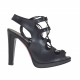 Sandalo da donna con plateau e lacci in pelle nera tacco verniciato 10 - Misure disponibili: 42