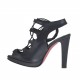 Sandalo da donna con plateau e lacci in pelle nera tacco verniciato 10 - Misure disponibili: 42
