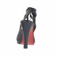 Sandalo da donna con plateau e lacci in pelle nera tacco verniciato 10 - Misure disponibili: 42