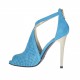 Scarpa aperta da donna con plateau e cerniera in camoscio forato turchese con tacco 10 laccato platino - Misure disponibili: 42