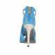 Scarpa aperta da donna con plateau e cerniera in camoscio forato turchese con tacco 10 laccato platino - Misure disponibili: 42