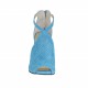 Scarpa aperta da donna con plateau e cerniera in camoscio forato turchese con tacco 10 laccato platino - Misure disponibili: 42