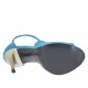 Scarpa aperta da donna con plateau e cerniera in camoscio forato turchese con tacco 10 laccato platino - Misure disponibili: 42