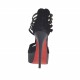 Zapato abierto para mujer con plataforma, cremallera y cinturones en gamuza y charol negro tacon 13 - Tallas disponibles:  42