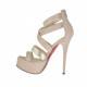 Scarpa aperta da donna con cerniera e plateau in pelle beige cipria e platino tacco 13 - Misure disponibili: 42