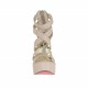 Scarpa aperta da donna con cerniera e plateau in pelle beige cipria e platino tacco 13 - Misure disponibili: 42