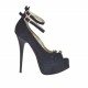 Scarpa aperta da donna con plateau e cinturini in camoscio nero tacco verniciato 13 - Misure disponibili: 42