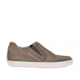 Scarpa sportiva da uomo con elastici in camoscio e pelle marrone - Misure disponibili: 46