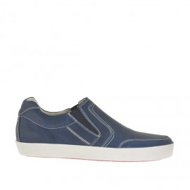 Scarpa sportiva da uomo con elastici in pelle blu  - Misure disponibili: 46