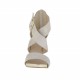 Scarpa aperta da donna con cerniera, plateau e fibbia in pelle platino e camoscio ghiaccio laminato platino tacco 11 - Misure disponibili: 42
