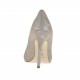 Scarpa aperta da donna con plateau interno in camoscio taupe laminato argento tacco 11 - Misure disponibili: 31