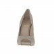 Scarpa aperta da donna con plateau interno in camoscio taupe laminato argento tacco 11 - Misure disponibili: 31