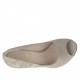 Scarpa aperta da donna con plateau interno in camoscio taupe laminato argento tacco 11 - Misure disponibili: 31