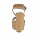 Sandalia para mujer trensada y imprimida color cuero claro con cinturon, plataforma y cuña 11 cubierta - Tallas disponibles:  42