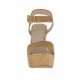 Sandalia para mujer trensada y imprimida color cuero claro con cinturon, plataforma y cuña 11 cubierta - Tallas disponibles:  42