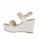 Sandalo da donna bianco e platino con plateau e zeppa 9 - Misure disponibili: 42