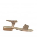 Printed bronze woman's strap sandal heel 2