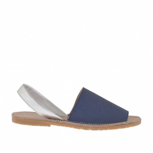 Sandalo da donna stampato blu e argento tacco 1 - Misure disponibili: 32