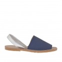 Blaue und silberne bedruckte Damensandale Absatz 1