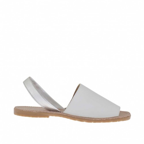 Sandalo da donna stampato bianco e argento tacco 1 - Misure disponibili: 32