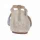 Scarpa aperta da donna con rete e cinturino Charleston in camoscio taupe, lilla e grigio laminato platino tacco 1 - Misure disponibili: 33