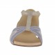 Scarpa aperta da donna con rete e cinturino Charleston in camoscio taupe, lilla e grigio laminato platino tacco 1 - Misure disponibili: 33