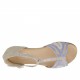 Scarpa aperta da donna con rete e cinturino Charleston in camoscio taupe, lilla e grigio laminato platino tacco 1 - Misure disponibili: 33