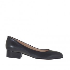 Zapato de salon para mujer en piel de color negro tacon 3 - Tallas disponibles:  32
