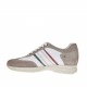 Scarpa stringata sportiva da uomo in camoscio taupe e pelle bianca, rossa e verde - Misure disponibili: 36