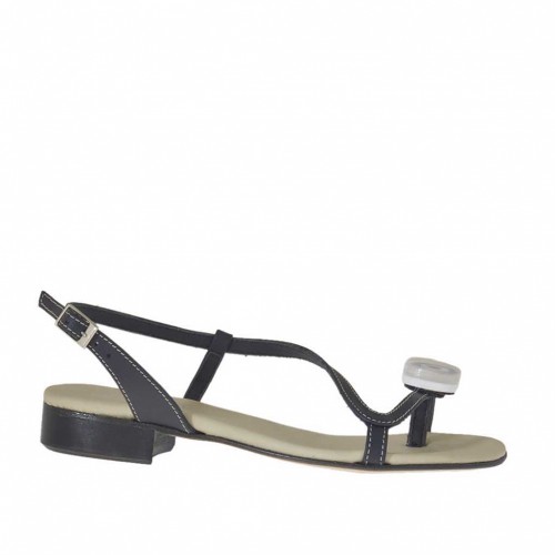 Sandalo infradito da donna con accessorio in pelle blu tacco 2 - Misure disponibili: 32, 33