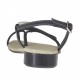 Sandalia de dedo para mujer con accessorio en piel azul tacon 2 - Tallas disponibles:  32, 33