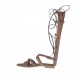 Scarpa aperta alla schiava da donna con cerniera e lacci in pelle taupe tacco 1 - Misure disponibili: 32, 33