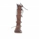 Scarpa aperta alla schiava da donna con cerniera e lacci in pelle taupe tacco 1 - Misure disponibili: 32, 33