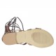 Scarpa aperta alla schiava da donna con cerniera e lacci in pelle taupe tacco 1 - Misure disponibili: 32, 33