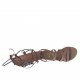 Scarpa aperta alla schiava da donna con cerniera e lacci in pelle taupe tacco 1 - Misure disponibili: 32, 33