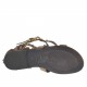 Zapato abierto estilo gladiador para mujer con cremallera, hebillas y tachuelas en piel y piel imprimida marron oscuro tacon 1 - Tallas disponibles:  32, 33, 34, 42