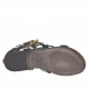 Scarpa aperta alla schiava da donna con cerniera, fibbie e borchie in pelle nera e pelle stampata verde tacco 1 - Misure disponibili: 32, 33, 34