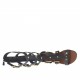 Chaussure spartiates ouvert pour femmes avec fermeture éclair, goujons et boucles en cuir noir et cuir imprimé vert talon 1 - Pointures disponibles:  32, 33, 34