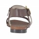 Woman's strap sandal in spotted, dark brown, printed tan leather heel 1 - Available sizes:  32