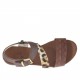 Woman's strap sandal in spotted, dark brown, printed tan leather heel 1 - Available sizes:  32