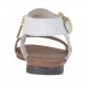 Sandale pour femmes avec courroie en cuir blanc, imprimé brun clair et cuir tacheté talon 1 - Pointures disponibles:  33