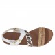 Sandalo da donna con cinturino in pelle bianca, stampata cuoio e maculato tacco 1 - Misure disponibili: 33