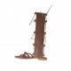 Sandalia estilo gladiador para mujer con cremallera y cordones en piel color cuero tacon 1 - Tallas disponibles:  32, 33, 34, 42
