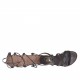 Chaussure spartiates ouvert pour femmes avec fermeture éclair et lacets en cuir marron foncé talon 11 - Pointures disponibles:  34