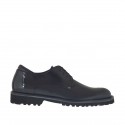 Chaussure derby élégante à lacets pour hommes en cuir et cuir brossé noir